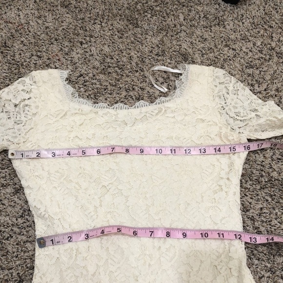 Diane Von Furstenberg Zarita Dress Size 6 Cream Floral Lace Bodycon Mini - Picture 9 of 11